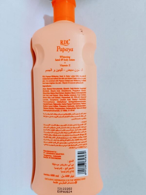RDL papaya whitening hand and body lotion 600 ml